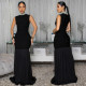 Fashionable women's patchwork pleated temperament slim fit bubble bead dress