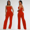 Fashion women's temperament strapless breasted breasted top and pants two-piece set