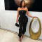 Casual commuting solid color multi pocket ankle binding workwear strapless jumpsuit