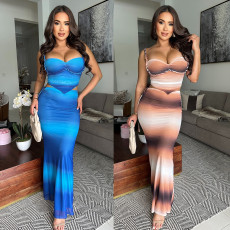Fashionable women's sexy camisole vest slim fit skirt set