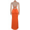 Fashionable women's sexy knitted halter neck backless solid color dress