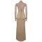 Fashionable women's sexy knitted halter neck backless solid color dress