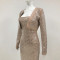 Foreign trade banquet evening dress, socialite full diamond long sleeved jacket, bandage jacket, women's style   This top is paired with SW6962 to form a set