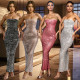 Fashionable Women's Solid Color Hot Diamond Sleeveless Dress Long