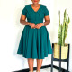 Women's clothing European and American fashion temperament doll collar short sleeved elastic skirt African dress