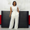 Commuting leisure round neck tied sleeveless cardigan vest wide leg pants two-piece set