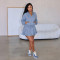 Foreign trade solid color set, fashionable casual sportswear two-piece set, skirt pants with hoodie for women
