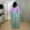 Fashionable casual and comfortable two-piece set with long sleeved top and loose printed wide leg pants