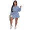 Foreign trade solid color set, fashionable casual sportswear two-piece set, skirt pants with hoodie for women
