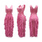 sexy V-neck sleeveless hollow out ruffle edge solid color slit dress for women's wear
