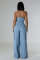 Casual and fashionable strapless women's slim fit denim jumpsuit work pants