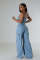 Casual and fashionable strapless women's slim fit denim jumpsuit work pants