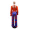 Fashionable casual and comfortable two-piece set with long sleeved top and loose printed wide leg pants