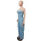 Casual and fashionable strapless women's slim fit denim jumpsuit work pants
