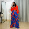 Fashionable casual and comfortable two-piece set with long sleeved top and loose printed wide leg pants