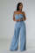 Casual and fashionable strapless women's slim fit denim jumpsuit work pants