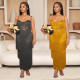 Fashionable women's sexy camisole backless tassel long dress