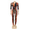 New fashion digital print V-neck long sleeved pants two-piece set for women