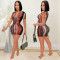 New fashion digital print V-neck long sleeved shorts two-piece set for women