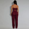 Fashion women's neck hanging sexy leopard print top and pants two-piece set
