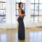 Mesh splicing polyester glossy sexy see through dress with hip hugging design, long skirt