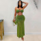 Fashionable women's sexy strapless bag arm pleated mesh long skirt new