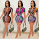 New fashion digital print V-neck long sleeved shorts two-piece set for women
