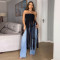 Fashionable women's deer skin velvet sexy strapless solid color tassel long skirt