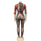 New fashion digital print V-neck long sleeved pants two-piece set for women