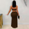 Fashionable women's sexy strapless bag arm pleated mesh long skirt new