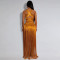 Fashion women's sexy shoulder strap top, tassel long skirt two-piece set