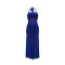 Foreign trade women's solid color dress sexy sleeveless lace up slit dress