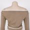 Commuting leisure one shoulder slanted collar elastic splicing high waist wide leg long pants long sleeves two pieces