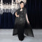 Fashionable women's sexy rhinestone wrapped transparent shawl dress