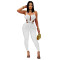 Fashionable women's casual sexy hanging neck backless solid color jumpsuit