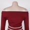Commuting leisure one shoulder slanted collar elastic splicing high waist wide leg long pants long sleeves two pieces