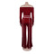 Commuting leisure one shoulder slanted collar elastic splicing high waist wide leg long pants long sleeves two pieces