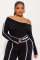 Commuting leisure one shoulder slanted collar elastic splicing high waist wide leg long pants long sleeves two pieces