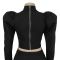 Fashion women's casual long sleeved chicken eye top short skirt two-piece set