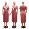 Casual and comfortable round neck pleated dress, fashionable printed short sleeved mid length skirt, women's clothing