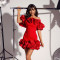 Sexy one shoulder strapless dress short style solid color ruffle skirt slim fit European and American summer new style