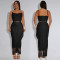 Fashion women's sexy suspender tassel top long skirt two-piece set
