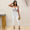 Fashionable women's casual sexy hanging neck backless solid color jumpsuit