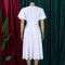 Summer Fashion Bubble Sleeves Elegant High Waist Solid Color Round Neck Large Skirt African Dress