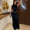 Fashionable women's sexy and elegant high neck bag arm split dress