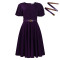 Summer Fashion Bubble Sleeves Elegant High Waist Solid Color Round Neck Large Skirt African Dress