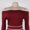 Commuting leisure one shoulder slanted collar elastic splicing high waist wide leg long pants long sleeves two pieces