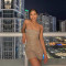Fashionable women's sexy hanging neck rhinestone bag arm dress short skirt