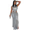 Fashionable women's sexy and elegant high neck bag arm split dress