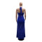 Foreign trade women's solid color dress sexy sleeveless lace up slit dress